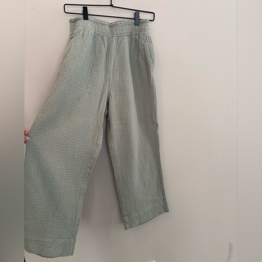 Light Green 100% Cotton Textured Pants